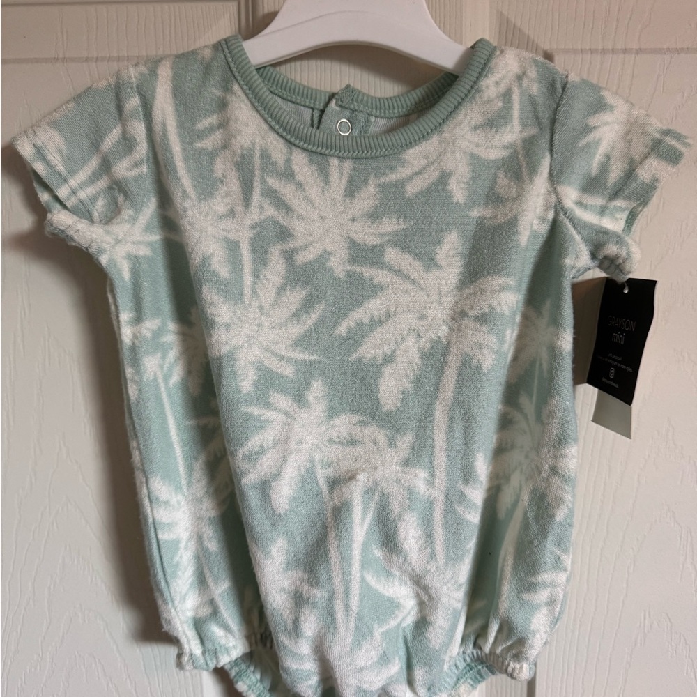 Kids Mint Green Palm Print Bodysuit